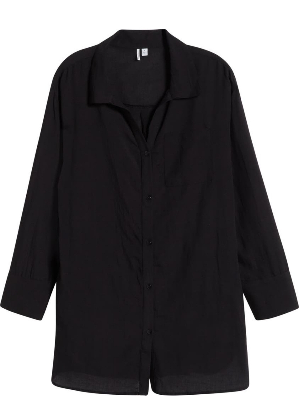 NWOT NORDSTROM BRAND COTTON COVER-UP SHIRT DRESS BLACK SZ MEDIUM